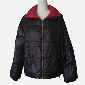 Michael Kors Women's Black Puffer Jacket with Red Lining M EUC